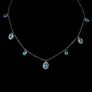 Beautiful Sterling Silver Shimmering Apatite Stone Necklace! 17 Inch!❤️